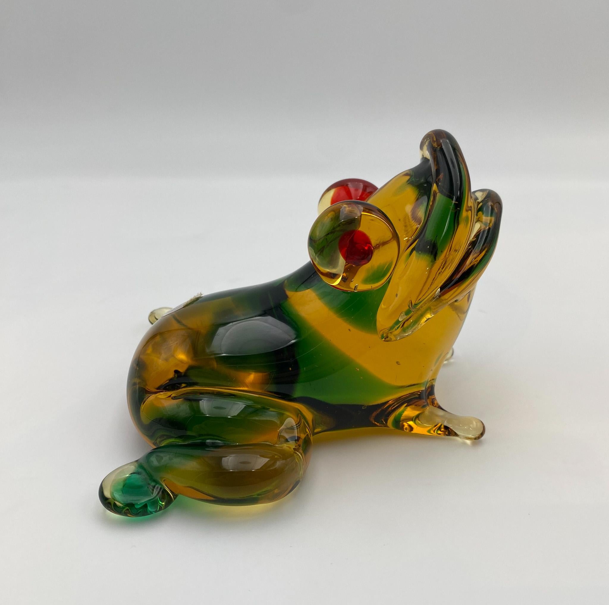 Murano Hand Blown Art Glass Frog Sculpture, Italy, 1950's  For Sale 4