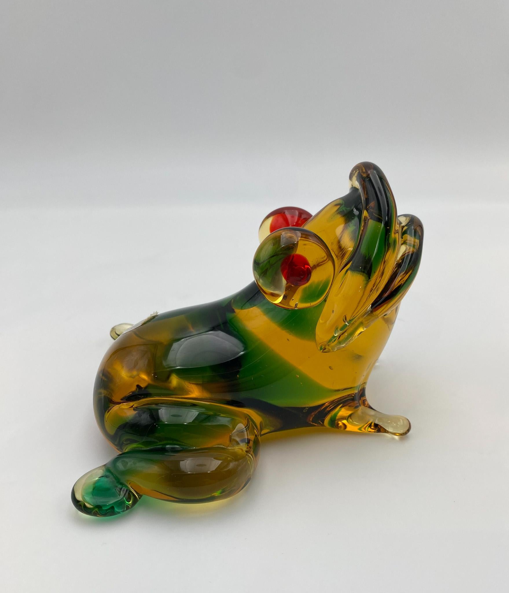 Murano Hand Blown Art Glass Frog Sculpture, Italy, 1950's  For Sale 5