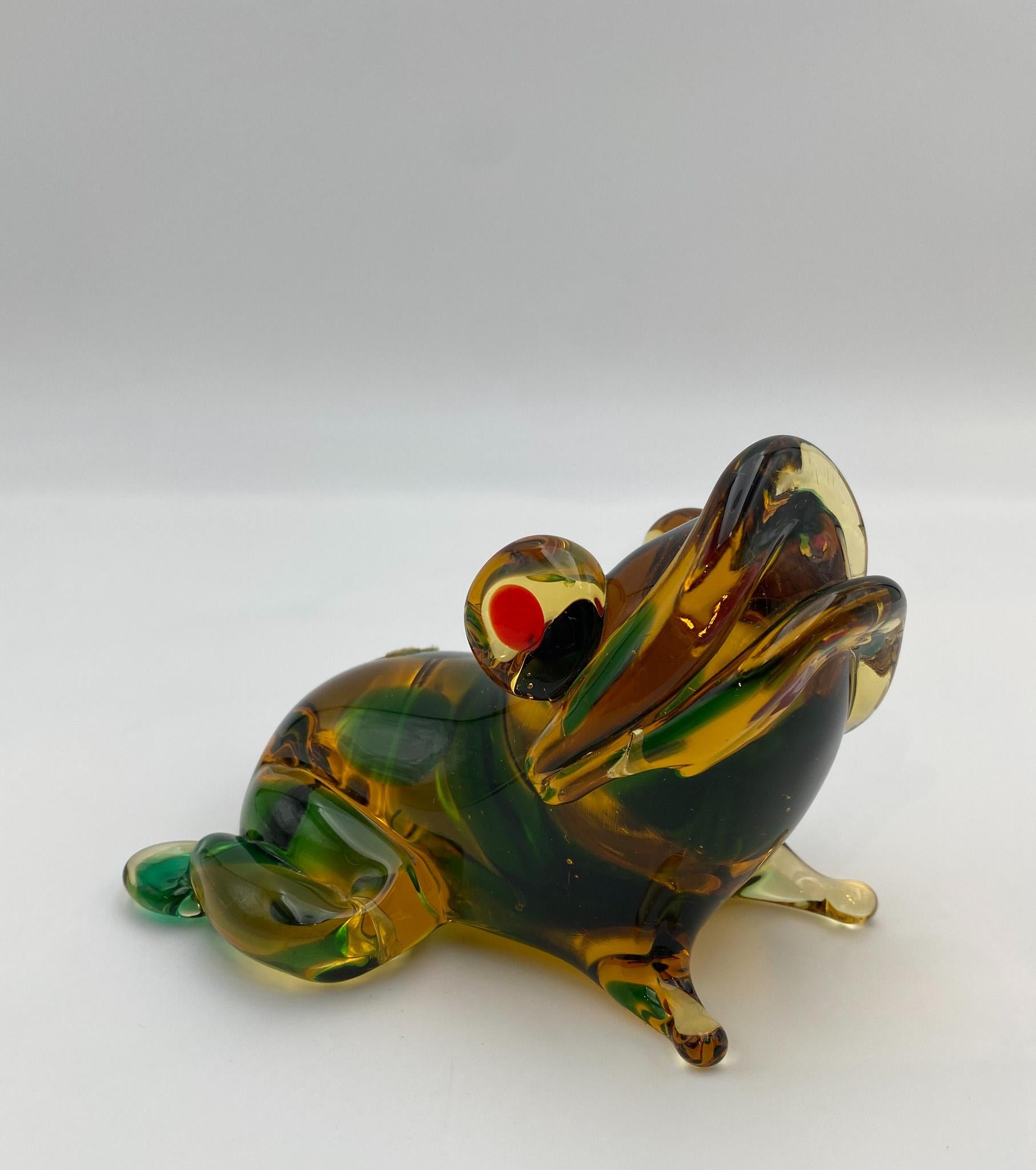 Murano Hand Blown Art Glass Frog Sculpture, Italy, 1950's  For Sale 6