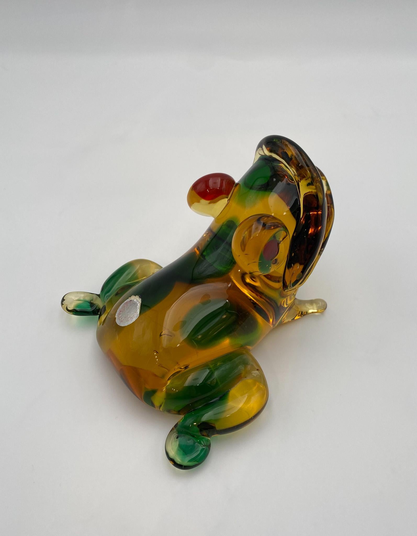 Italian Murano Hand Blown Art Glass Frog Sculpture, Italy, 1950's  For Sale