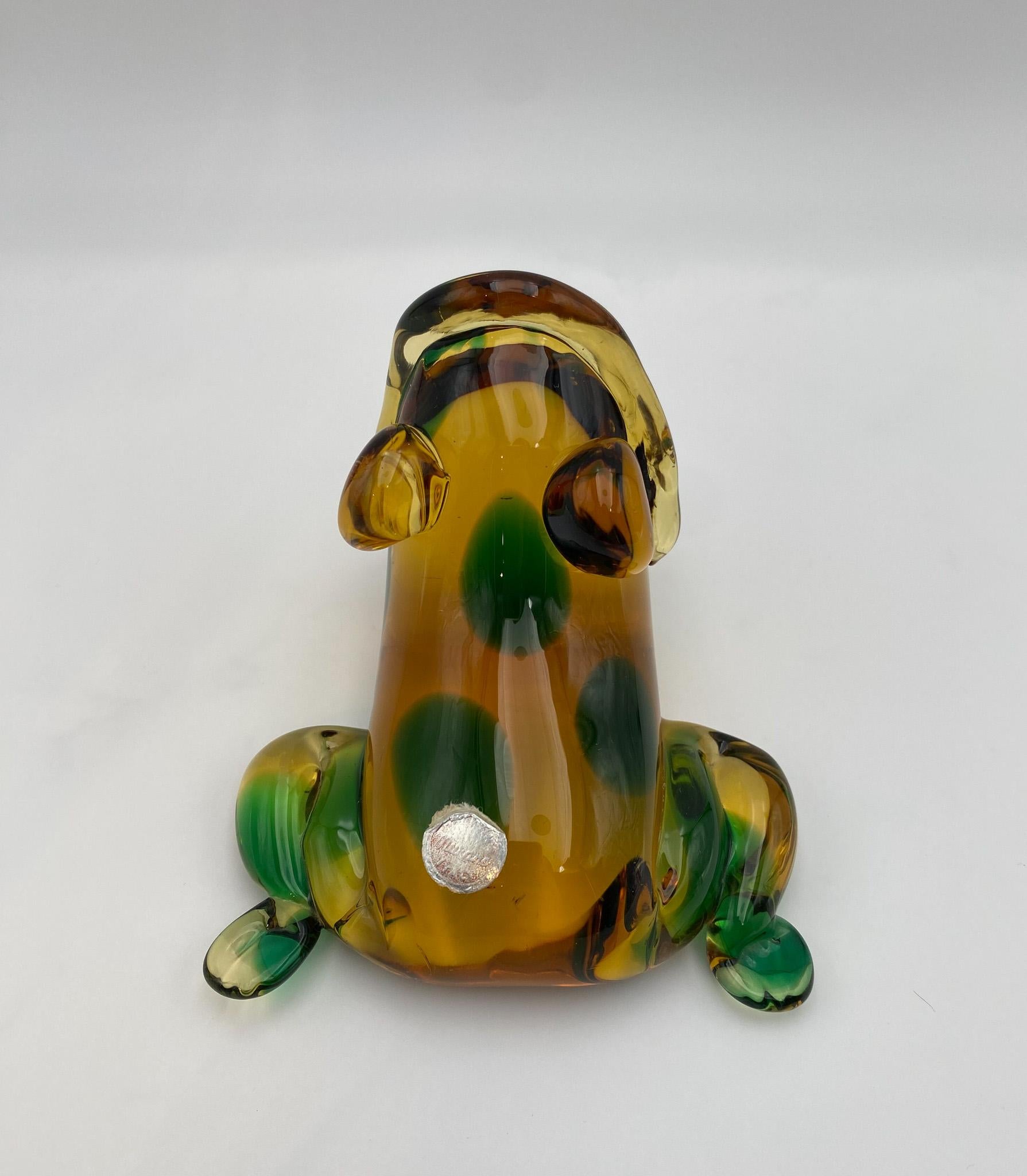 20th Century Murano Hand Blown Art Glass Frog Sculpture, Italy, 1950's  For Sale