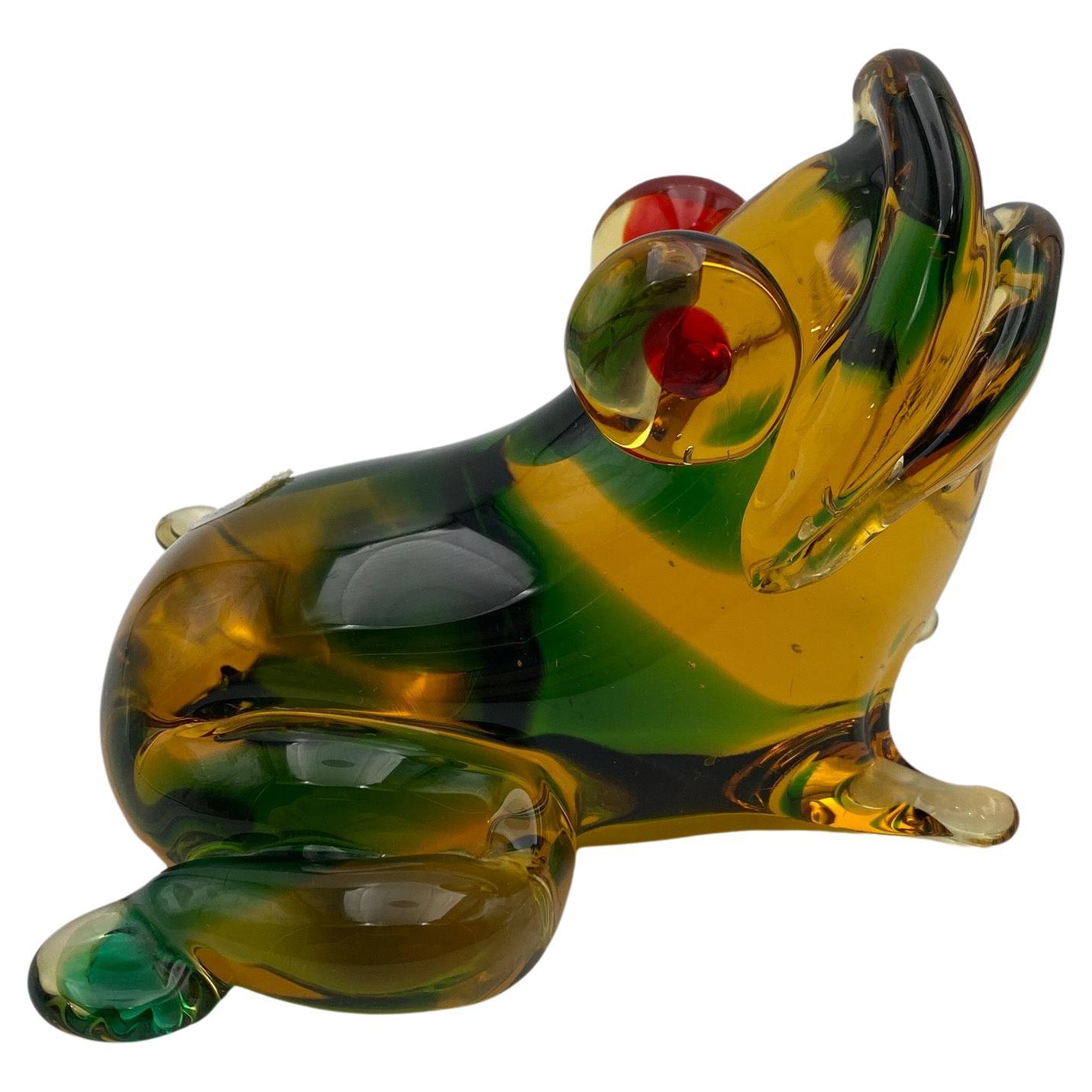 Murano mundgeblasene Frosch-Skulptur aus Kunstglas, Italien, 1950er Jahre  im Angebot