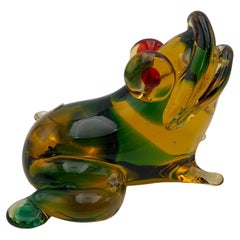 Murano Hand Blown Art Glass Frog Sculpture, Italy, 1950's 