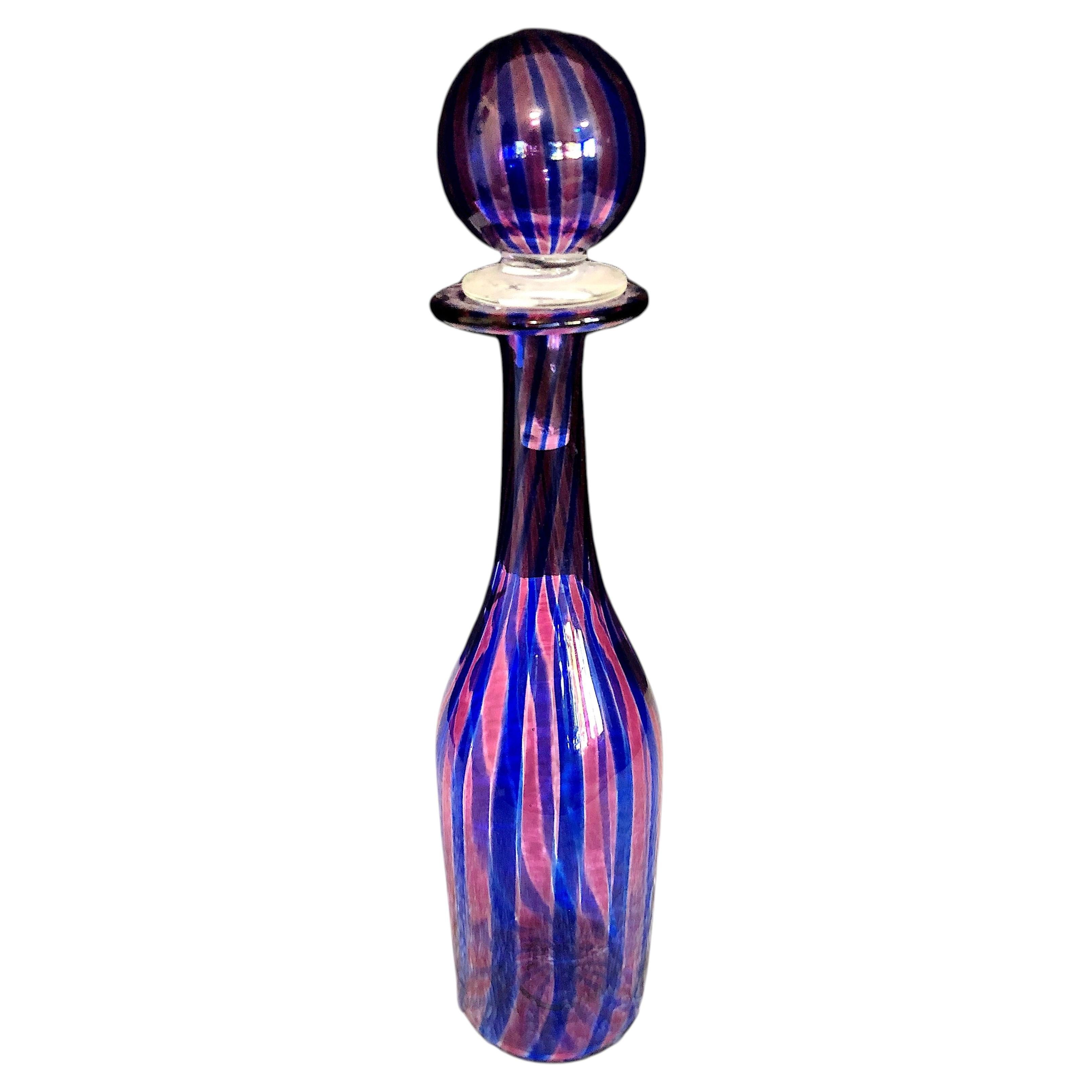 Murano Hand-blown Decanter with Stopper, attributed to Gio Ponti for Venini