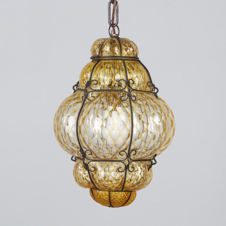 Murano HandBlown Glass Cage Lantern, Italy, 1950s at 1stDibs