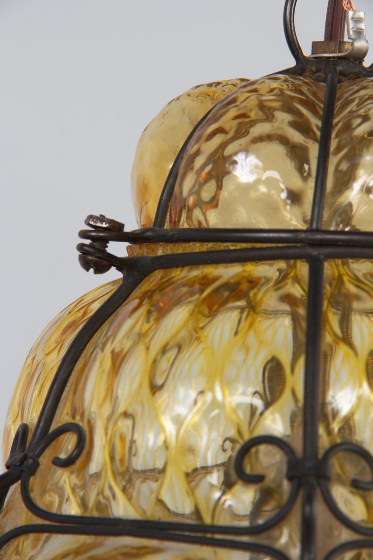 Murano HandBlown Glass Cage Lantern, Italy, 1950s at 1stDibs