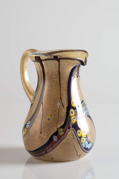 Murano Hand Blown Glass Colorful Pitcher, Italy, circa 1970