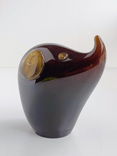 Murano Gold Flecks Barovier & Toso Elephant Sculpture, Italy, 1960s