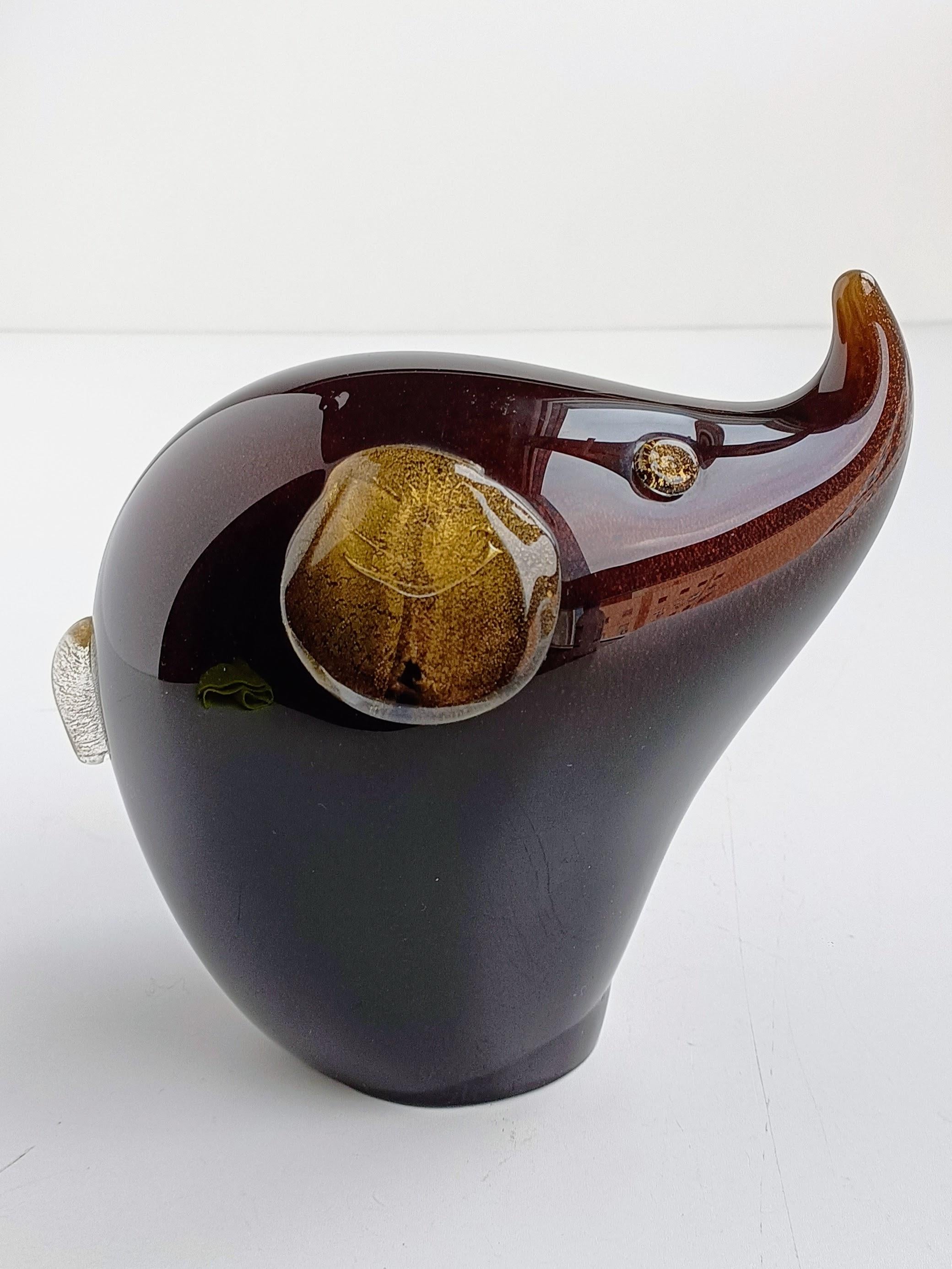 Mid-Century Modern Murano Gold Flecks Barovier & Toso Elephant Sculpture, Italy, 1960s