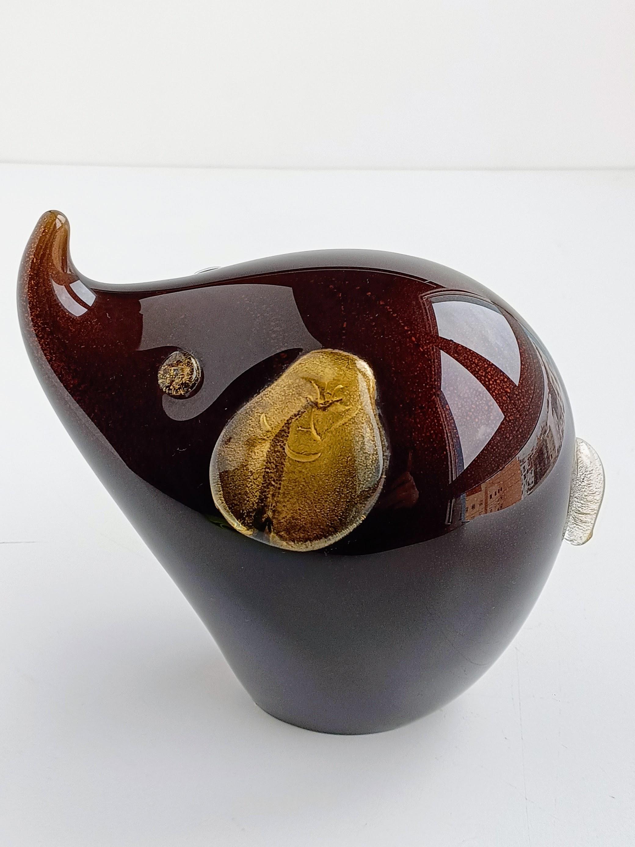 Mid-20th Century Murano Hand Blown Glass Mid Century Modern Elephant Sculpture, Italy, 1960s For Sale