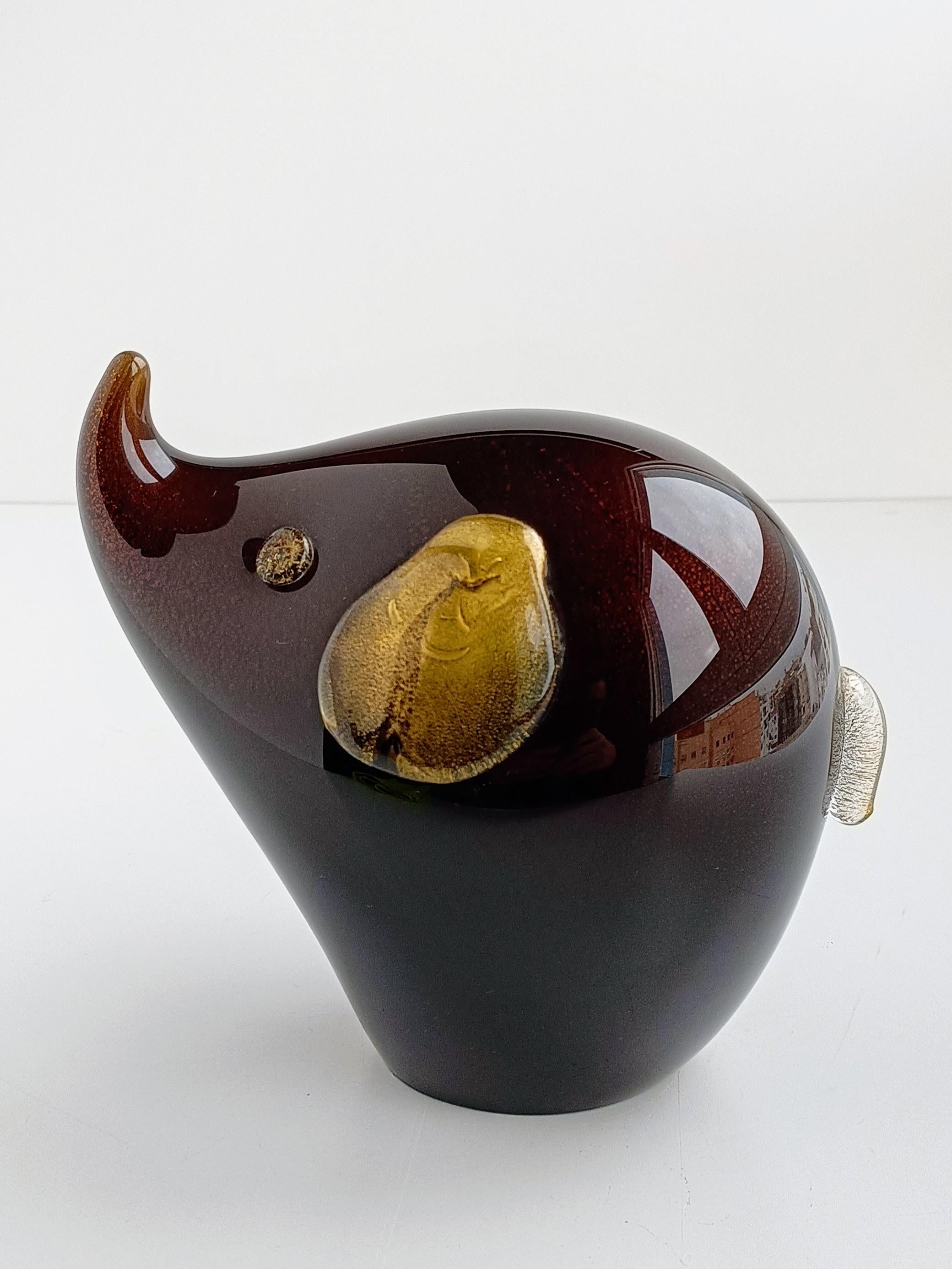 Murano Hand Blown Glass Mid Century Modern Elephant Sculpture, Italy, 1960s For Sale 2
