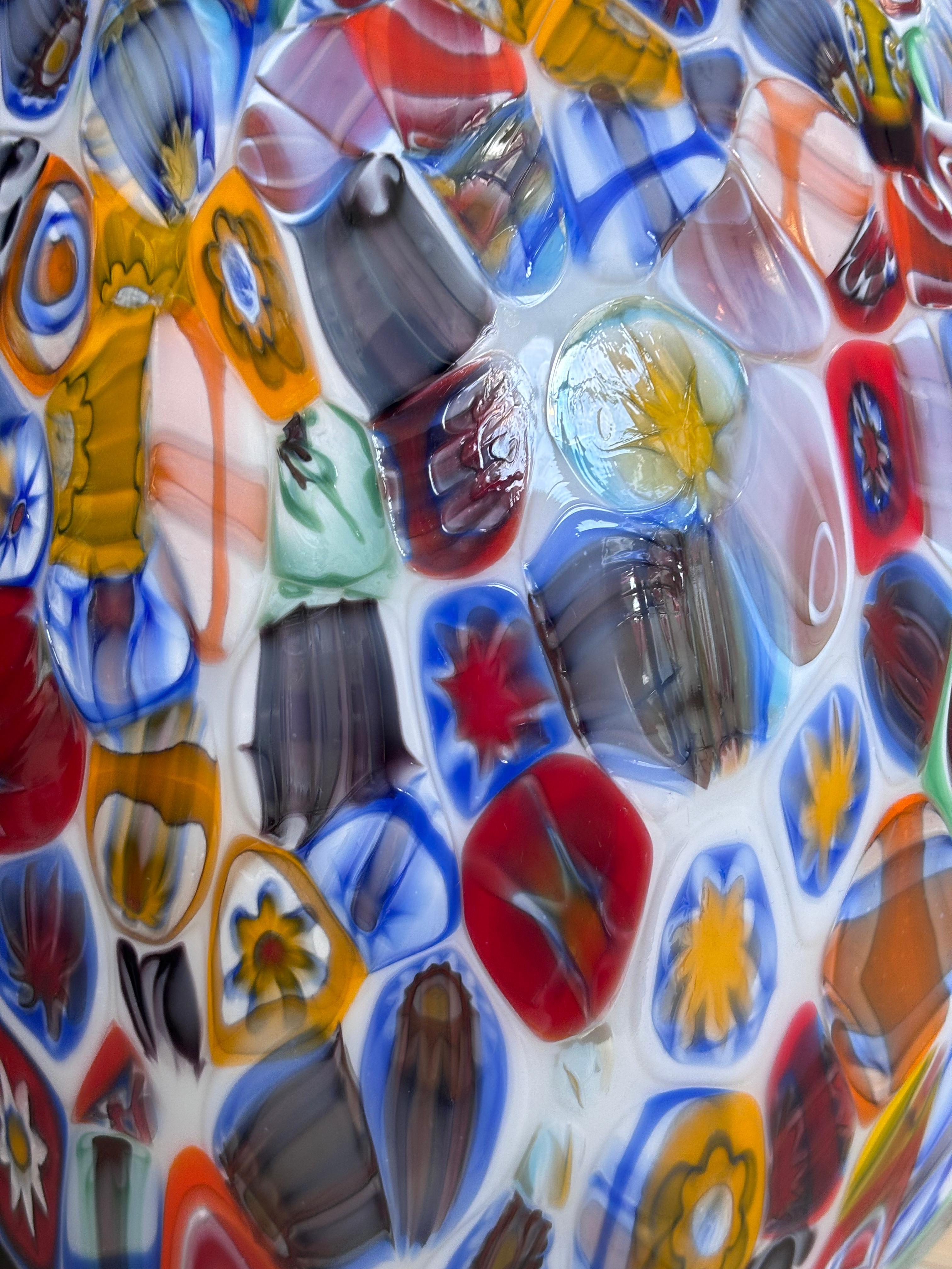 Murano Hand Blown Glass Murrina Large Table Lamp, Egg Shape Millefiori In Good Condition In Taranto, IT