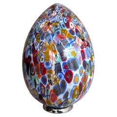 Murano Hand Blown Glass Murrina Medium Table Lamp, Egg Shape Millefiori