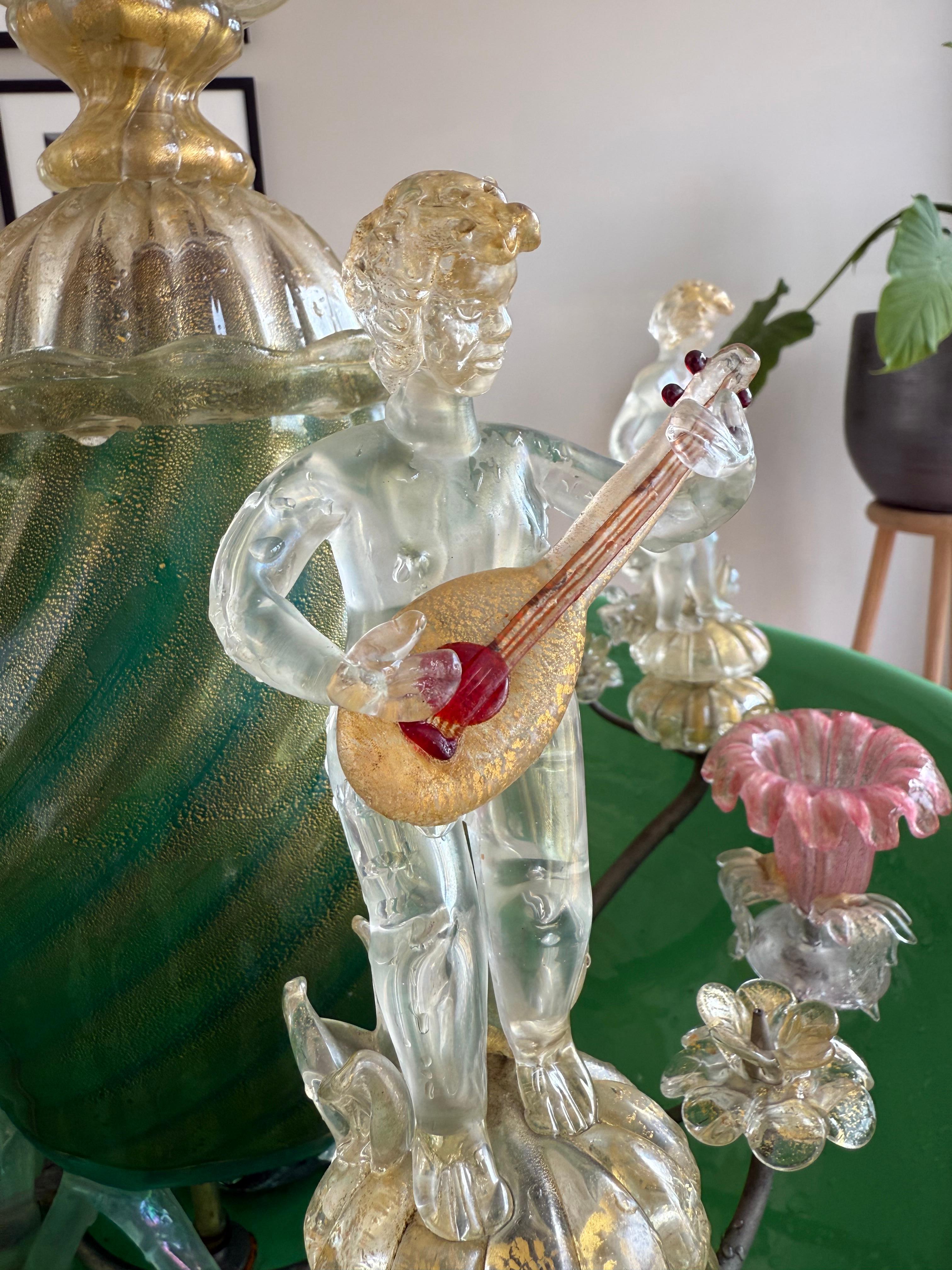Fontana da tavolo in vetro soffiato a mano di Murano con inclusioni di foglie d'oro, Att Gino Cenedese in vendita 5