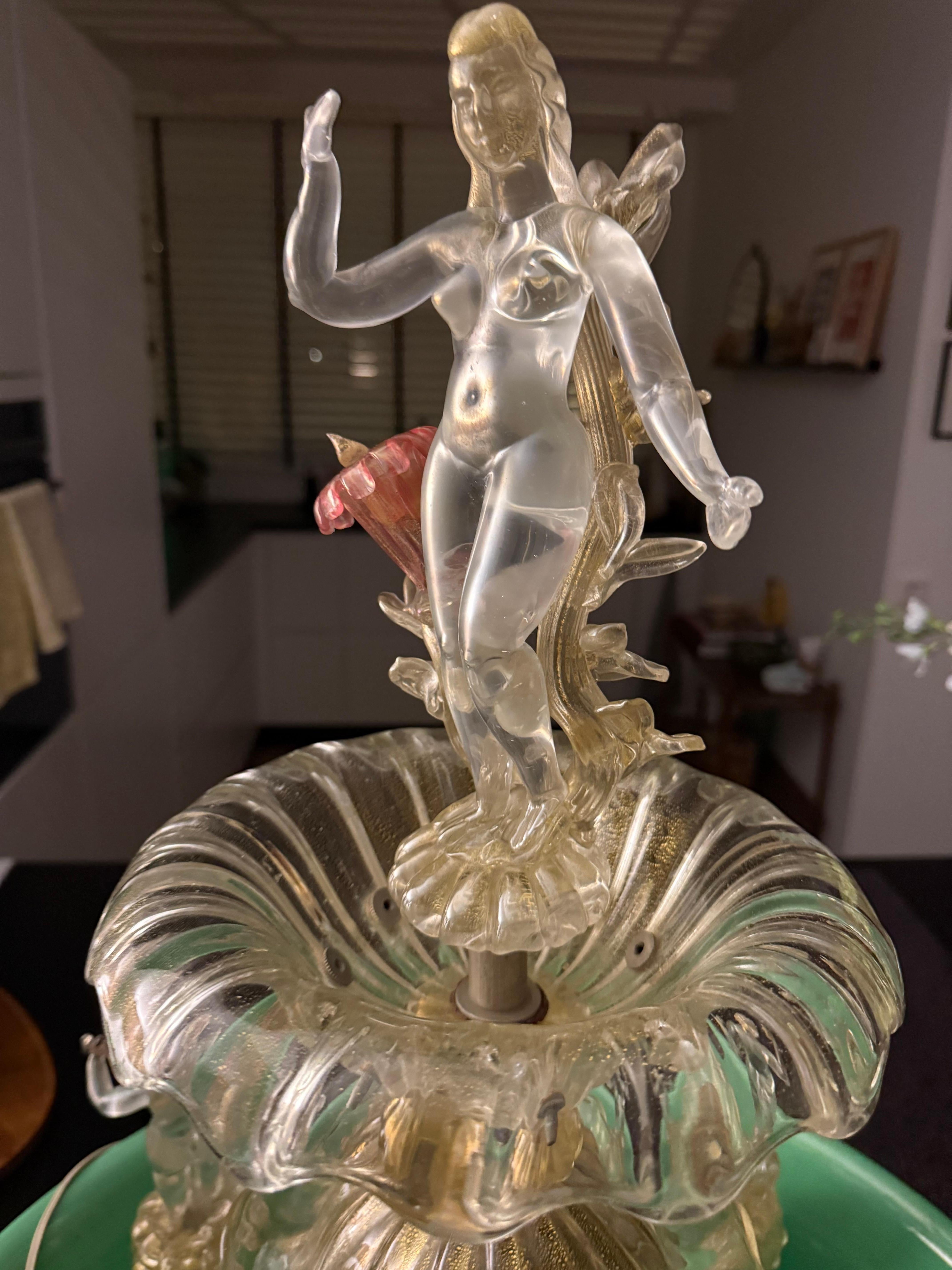Fontana da tavolo in vetro soffiato a mano di Murano con inclusioni di foglie d'oro, Att Gino Cenedese in vendita 7