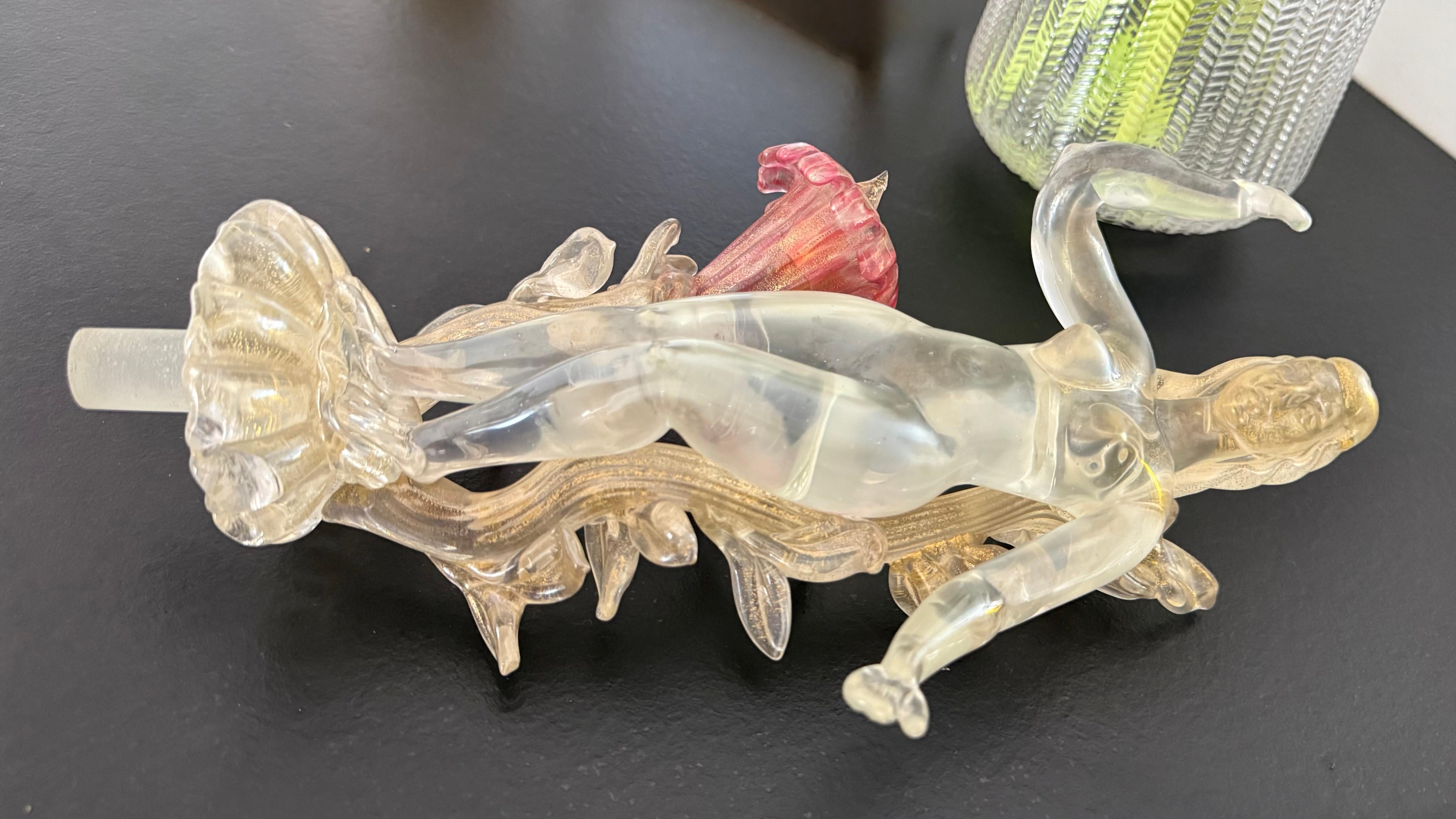 Fontana da tavolo in vetro soffiato a mano di Murano con inclusioni di foglie d'oro, Att Gino Cenedese in vendita 8