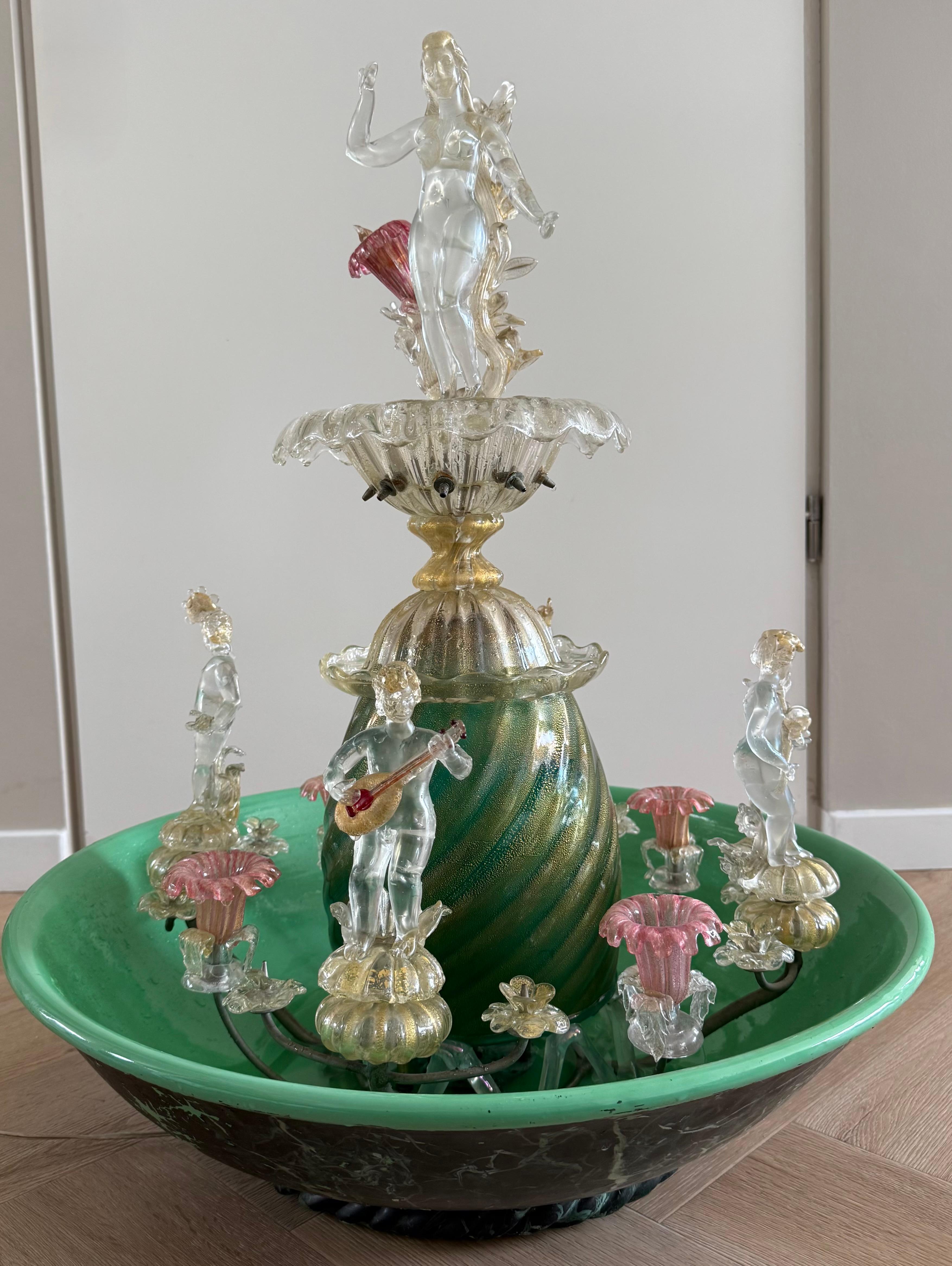 Fontana da tavolo in vetro soffiato a mano di Murano con inclusioni di foglie d'oro, Att Gino Cenedese in vendita 10