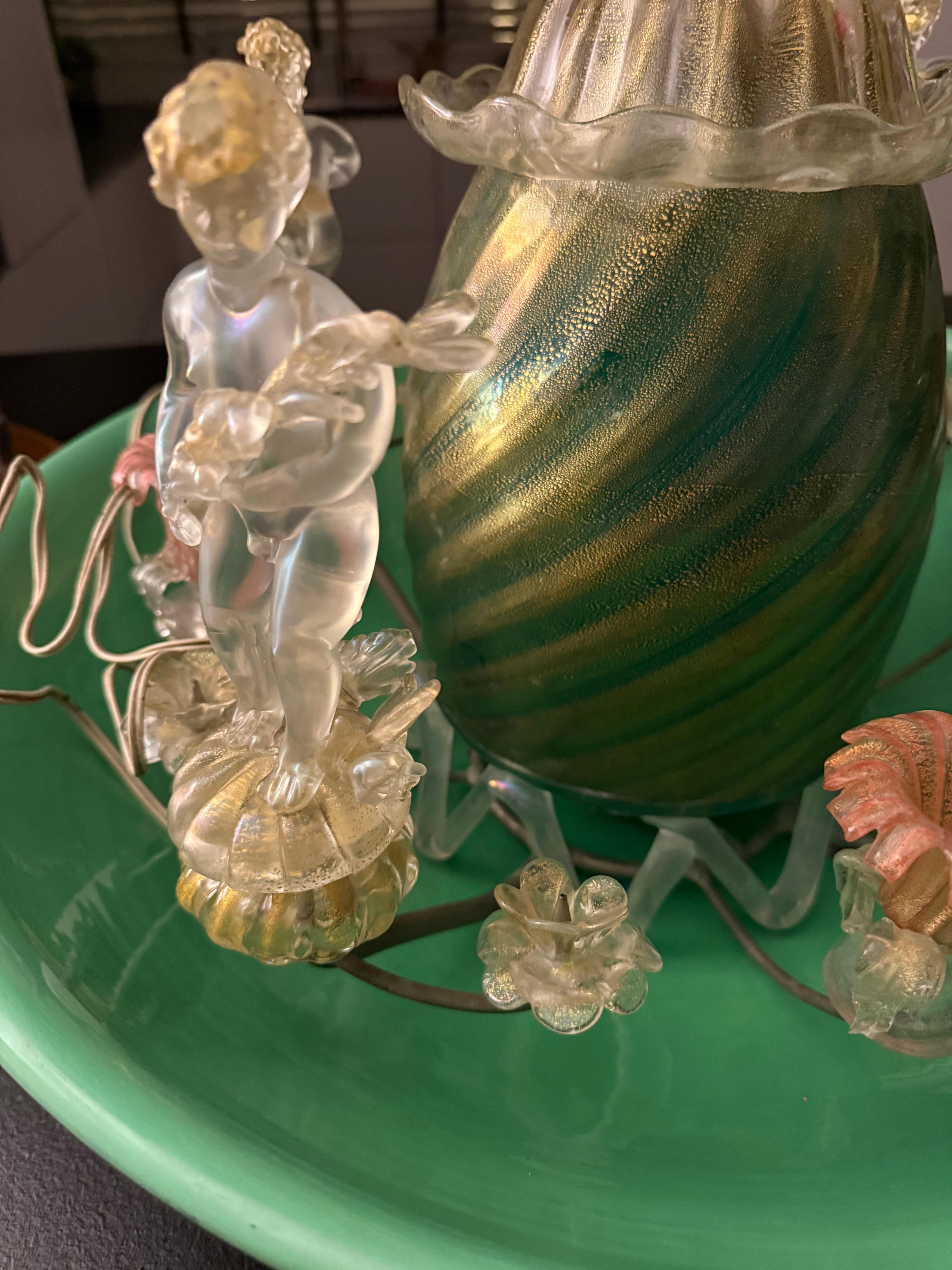 Fontana da tavolo in vetro soffiato a mano di Murano con inclusioni di foglie d'oro, Att Gino Cenedese in vendita 11