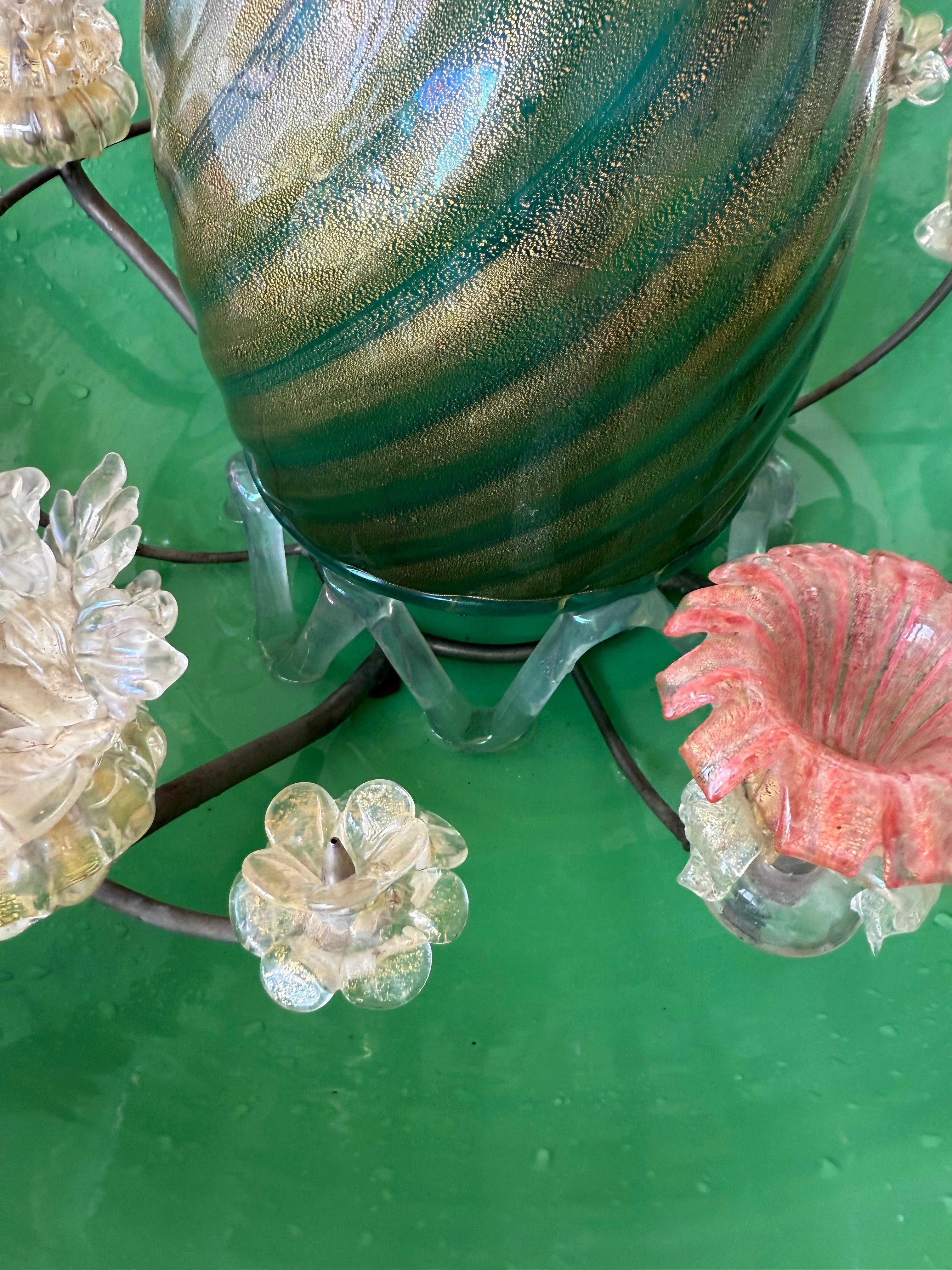 Fontana da tavolo in vetro soffiato a mano di Murano con inclusioni di foglie d'oro, Att Gino Cenedese in vendita 1