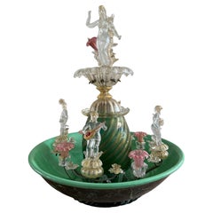 Murano Tischbrunnen aus mundgeblasenem Glas mit Blattgoldeinschlüssen, Att Gino Cenedese