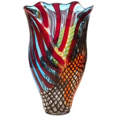 Murano Hand Blown Glass Vase Signed by Lino Tagliapietra
