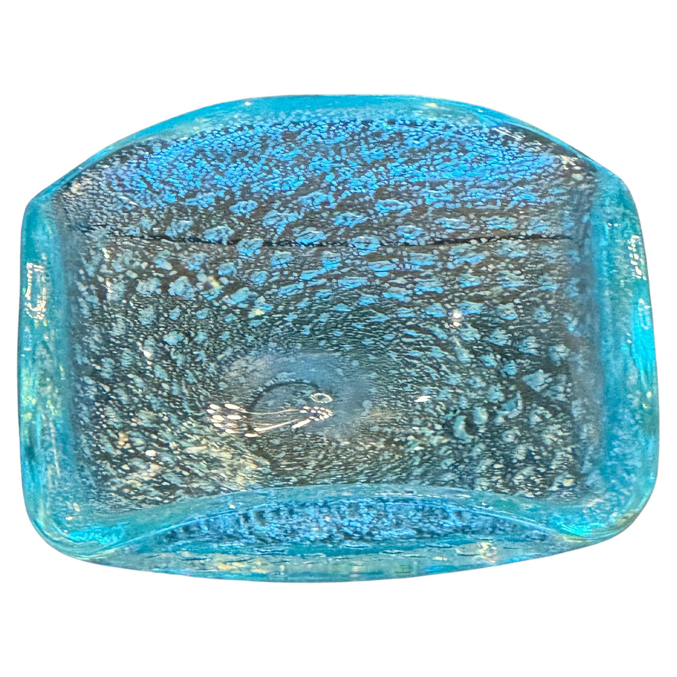 Decorative Bubble Dish with Fishnet Hand-Blown inclusions
Turquoise and teal bubbling with gusseted rounded edges 
Sourced from Italy by Martyn Lawrence Bullard
