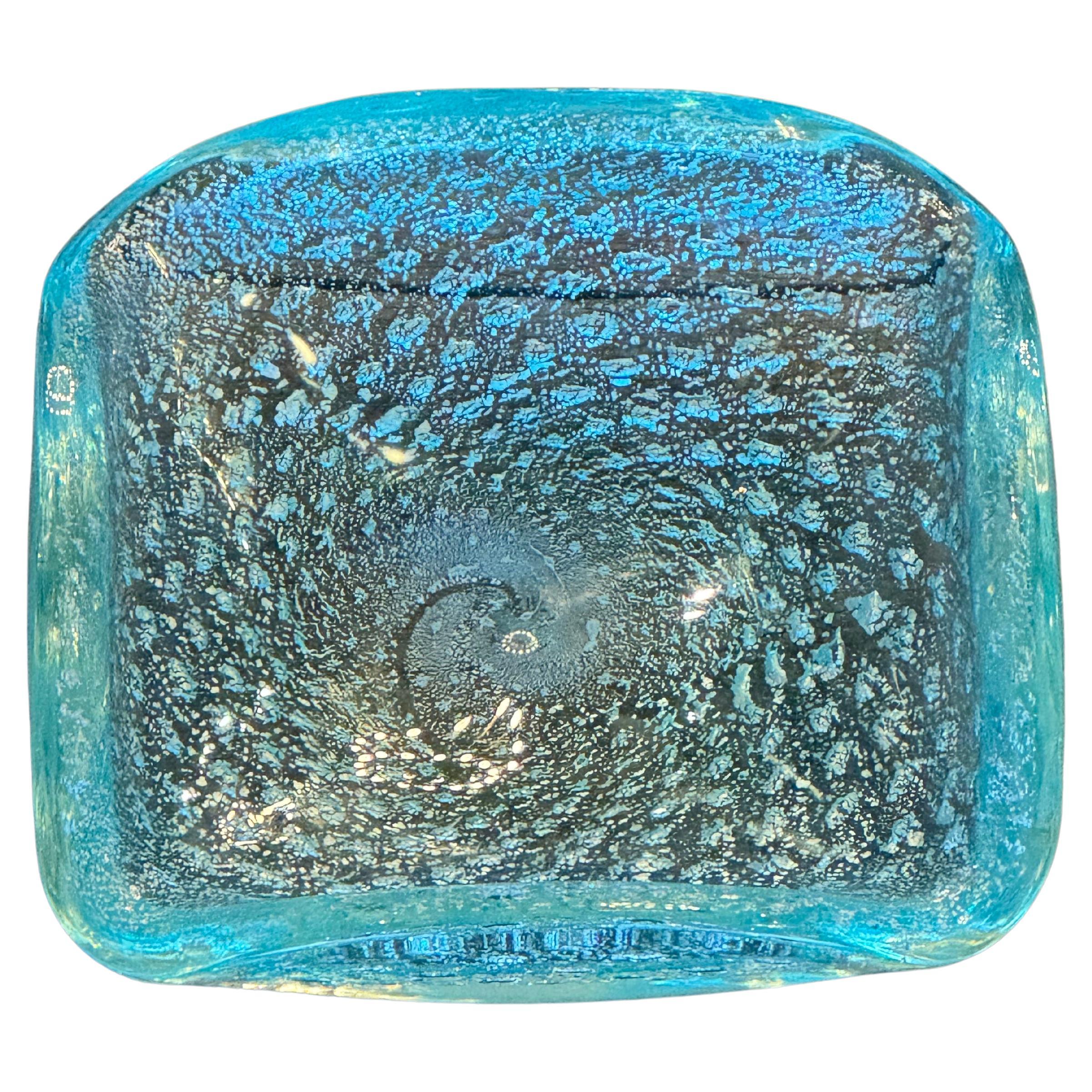 Murano Hand-Blown Turquoise Dish For Sale