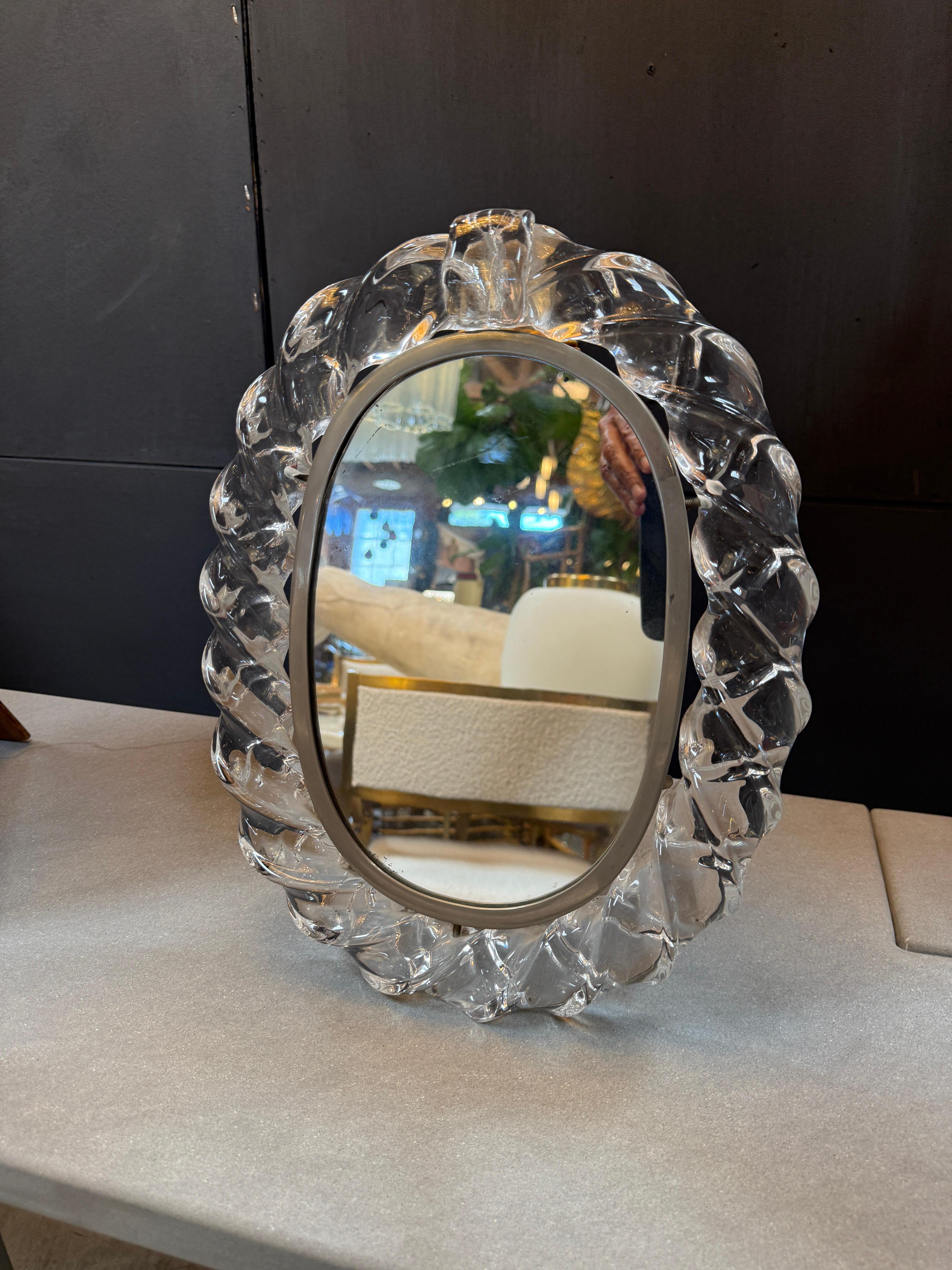Modern Murano Hand-Cast Glass Table Mirror For Sale