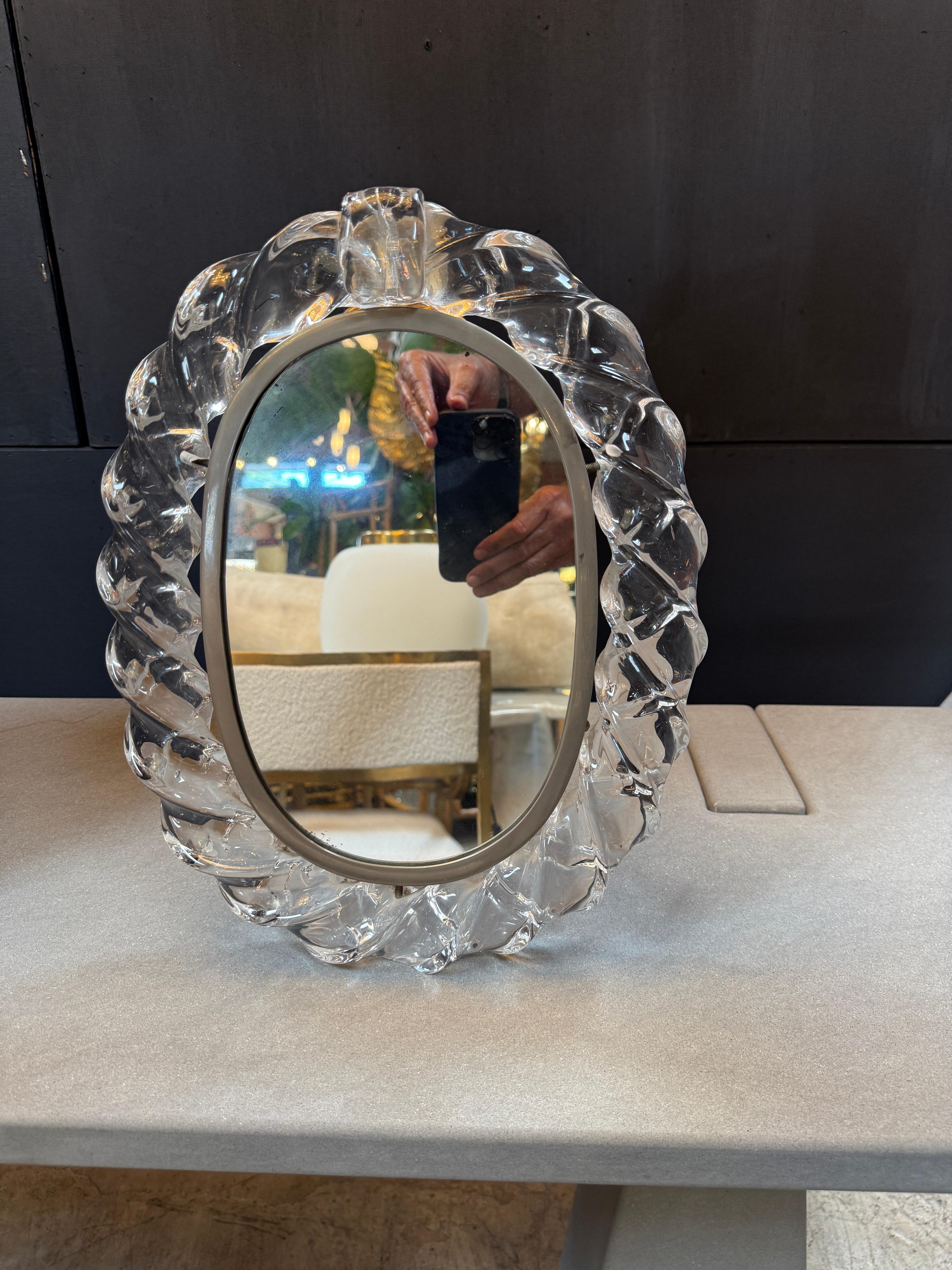 Murano Hand-Cast Glass Table Mirror For Sale 2