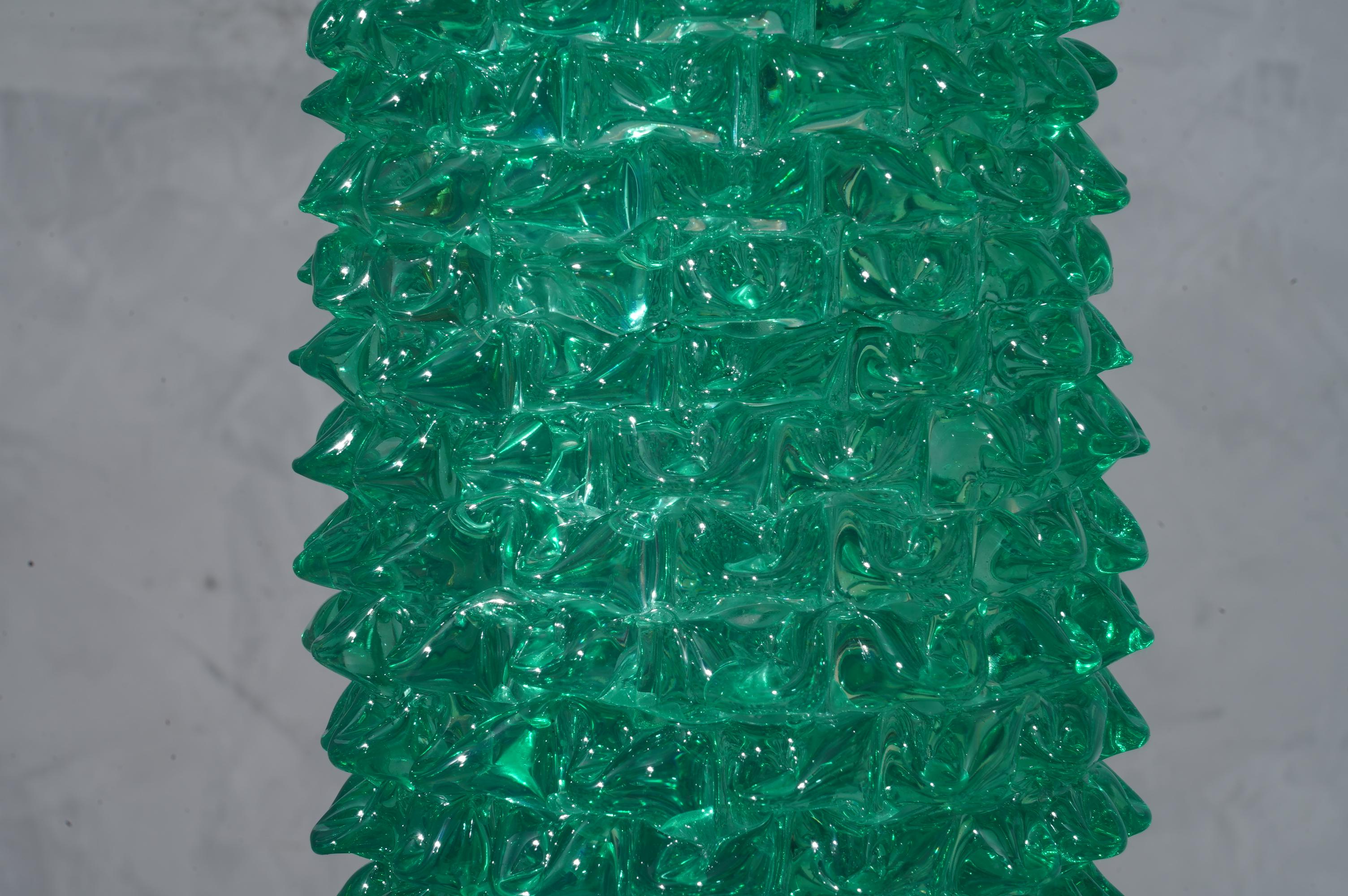 Murano Hand-Crafted Midcentury Round Green Color Italian Vase, 1970 1