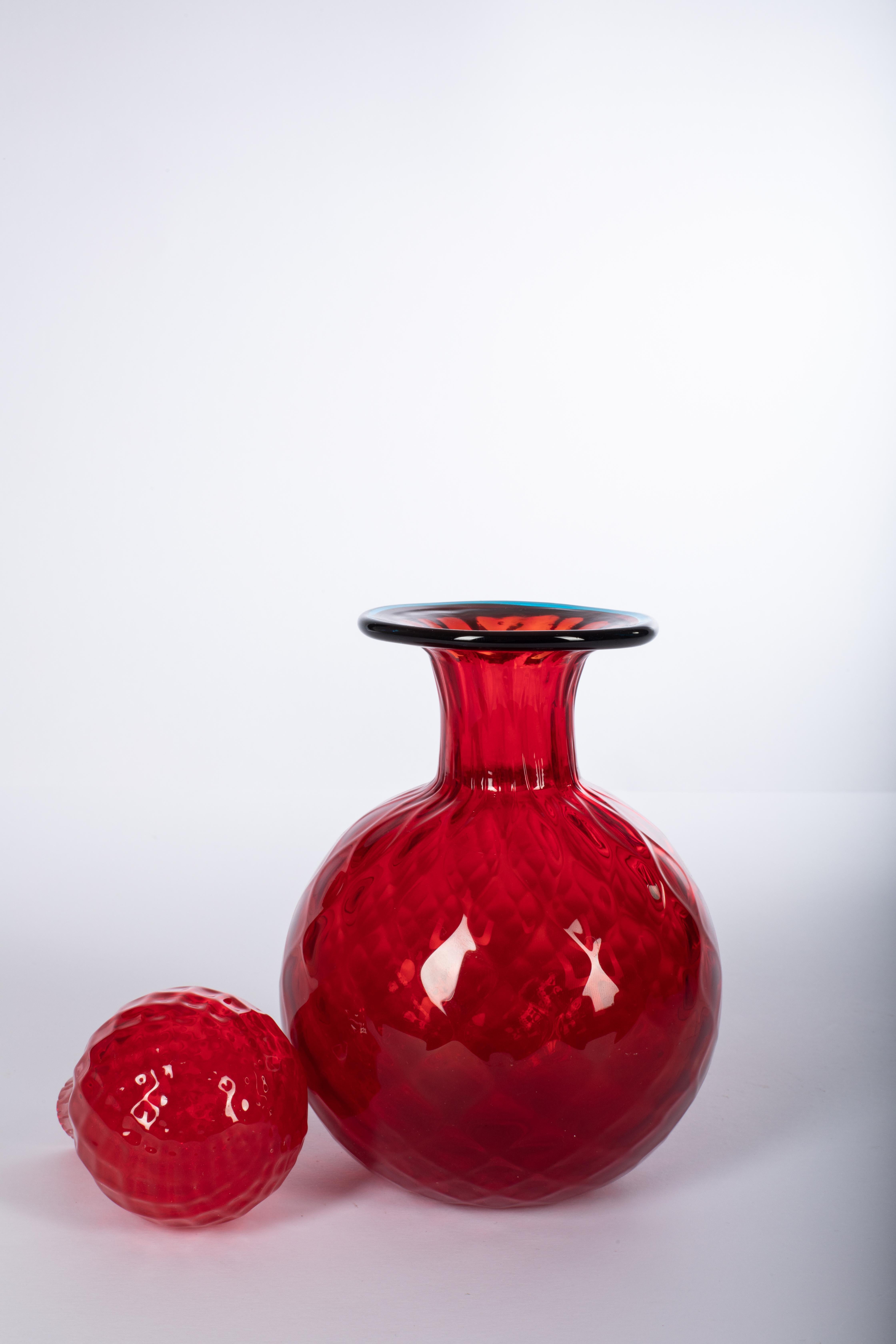 Italian Murano Handmade Glass Balloton Decanter Bottle For Sale