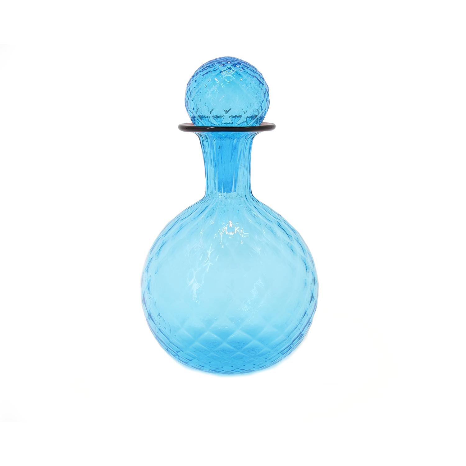 Hand-Crafted Murano Handmade Glass Balloton Decanter Bottle  For Sale