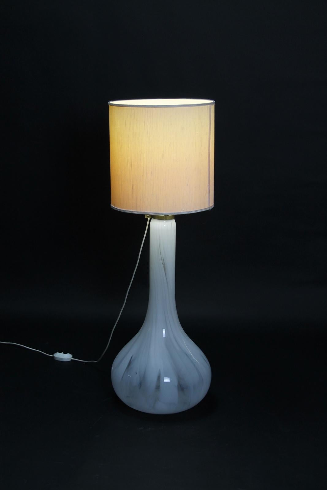 Mid-Century Modern Murano Handblown Glass and Brass Floor Lamp, Italy For Sale