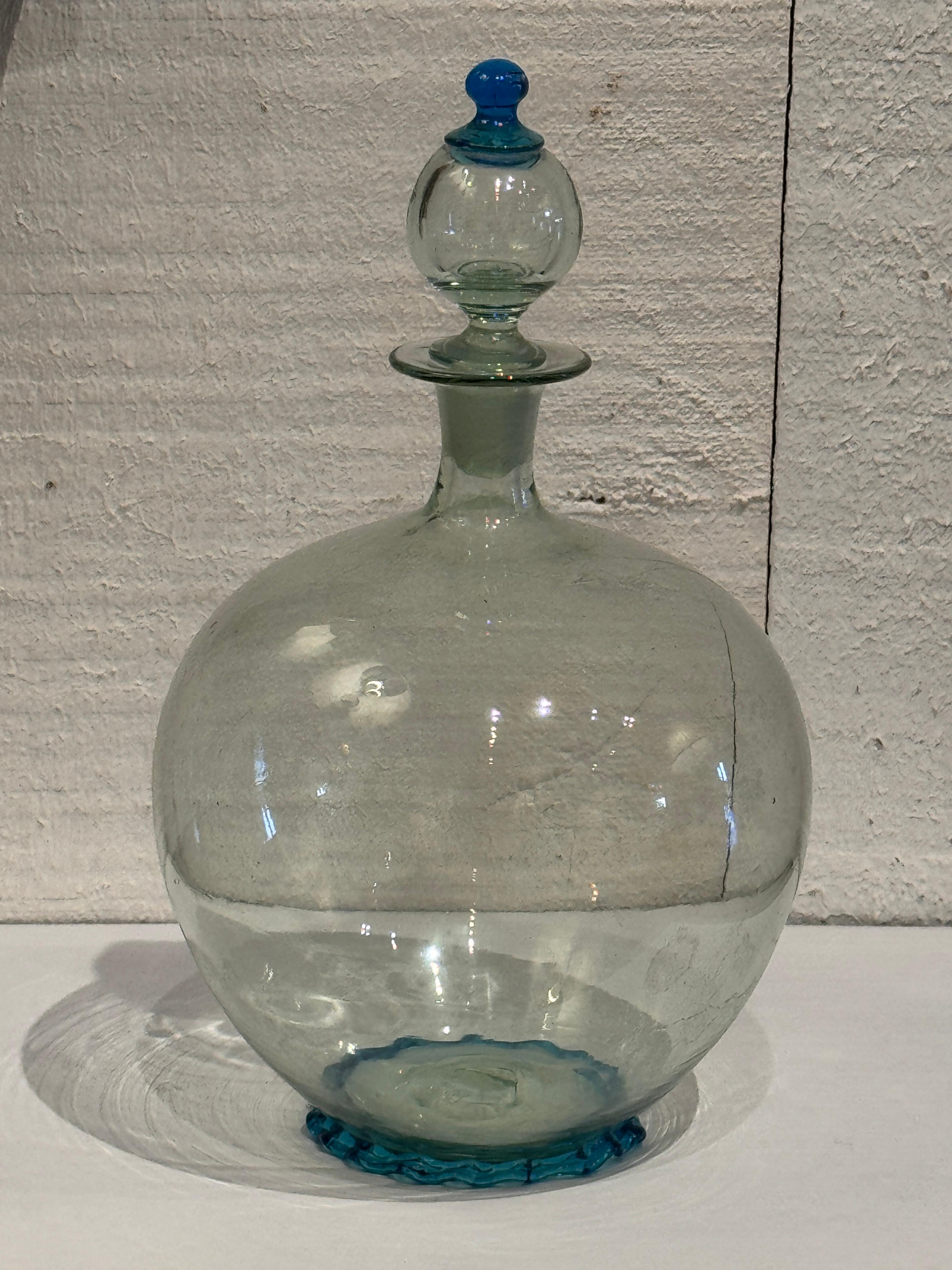 Juego de decantador y copa de cristal soplado de Murano en venta 1