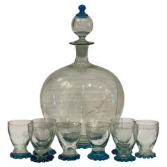Juego de decantador y copa de cristal soplado de Murano
