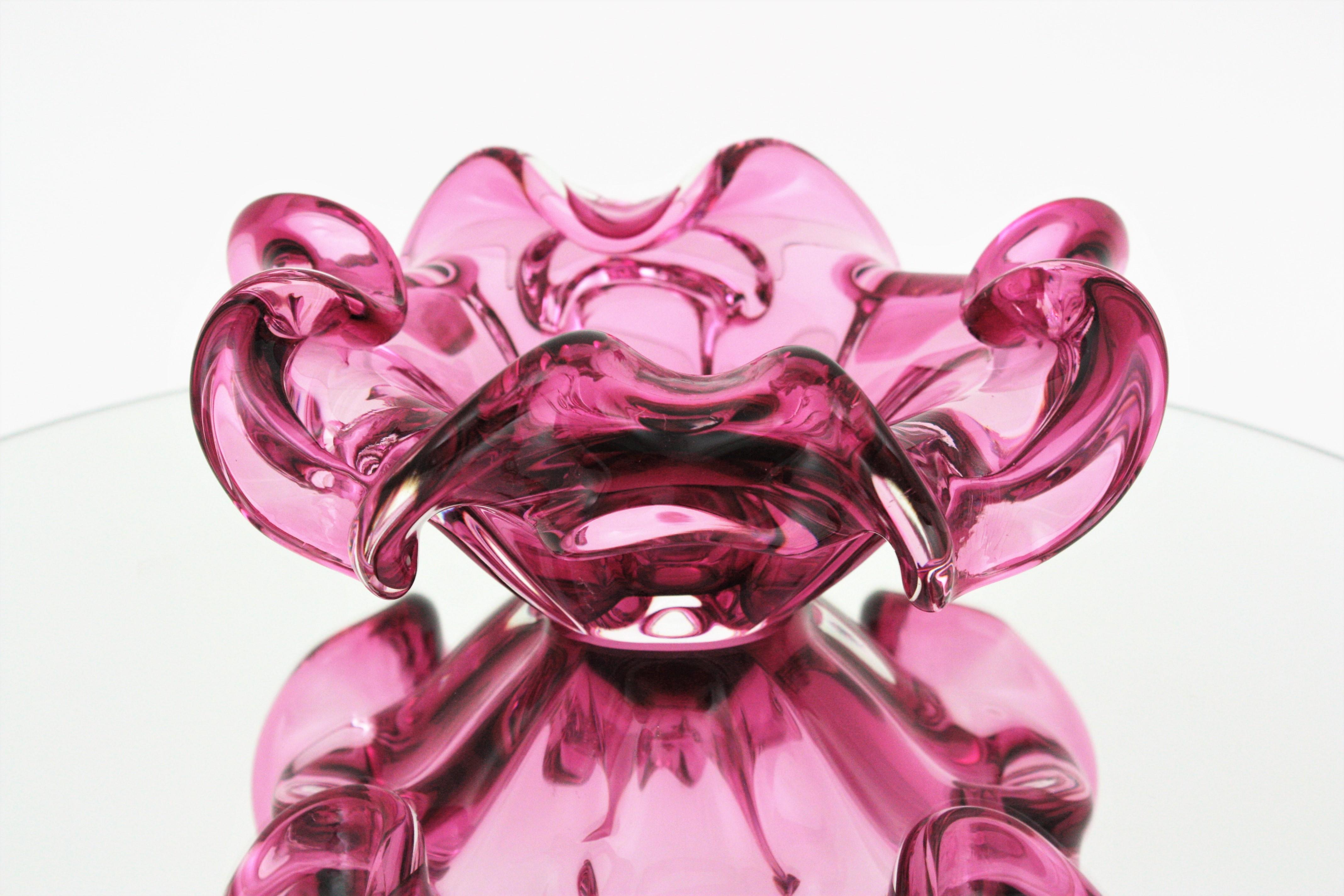 pink murano glass bowl