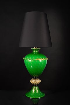 Murano Handmade Art Glass Table Lamp, Grande Mela, 24k Gold Leaf