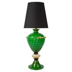 Murano Handmade Art Glass Table Lamp, Grande Mela, 24k Gold Leaf