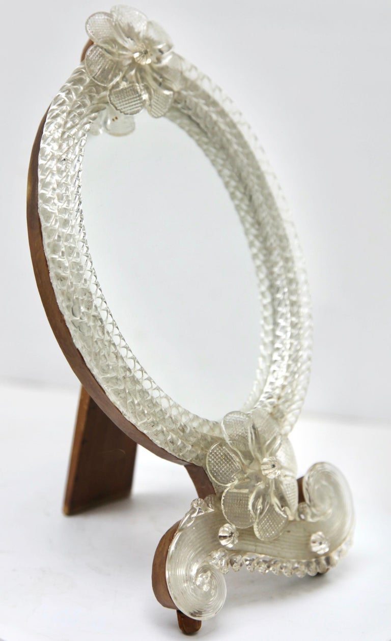 Murano Handmade Mirror for Dressing Table or Wall Mount with Wooden