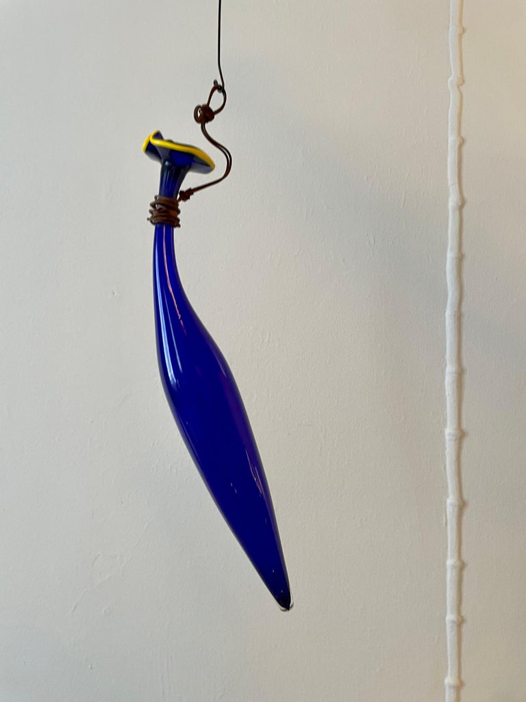 Hand-Crafted Murano Hanging Glass Bud Vase  For Sale