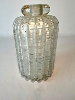 Murano Heavily Ribbed Bud Vase with Gold Fleck