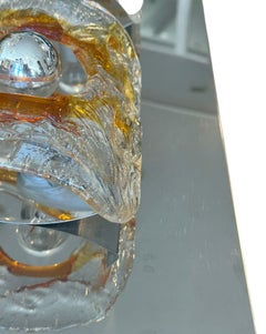 Murano ice glass and chrome wall light sconces by Mazzega