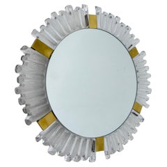 Miroir rétro-éclairé en verre de Murano et laiton attribué à J.T. Kalmar pour Kalmar