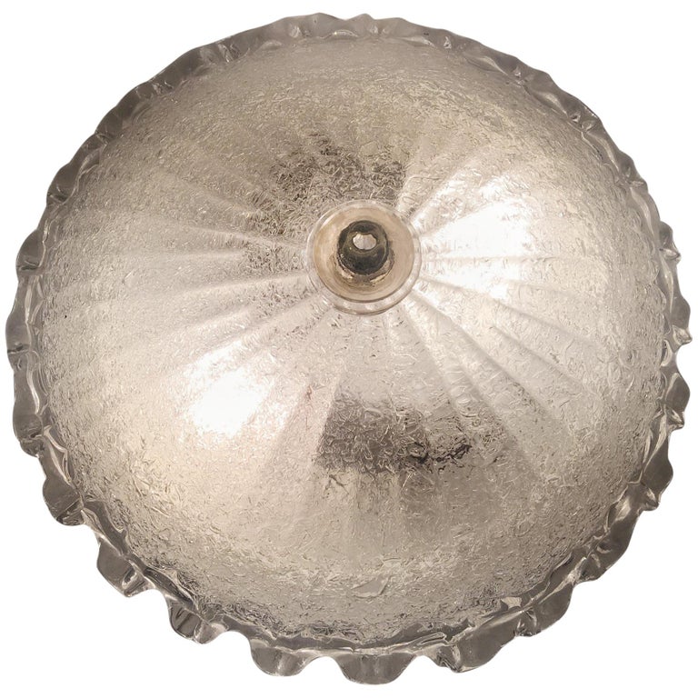 Murano Ice Glass Flush Mount Lamp Italian For Sale At 1stdibs