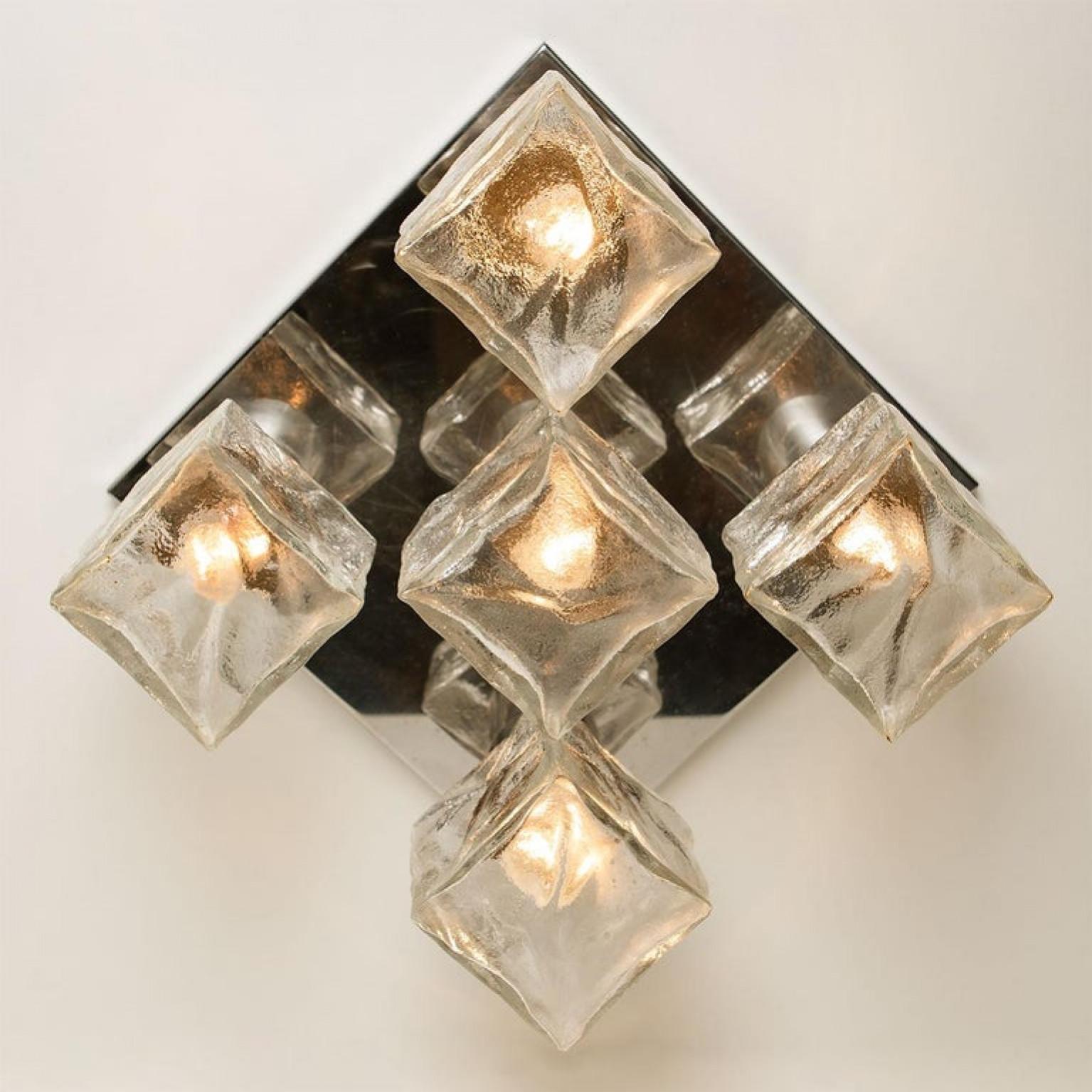 Laiton Encastré en verre de Murano par Kalmar, Autriche, années 1960 en vente