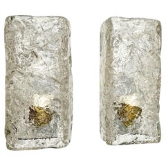 Vintage Murano Ice Glass Mid Century Modern Sconces Kalmar Franken Style - Set of 2