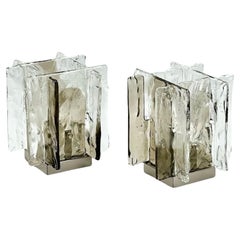 Murano Ice Glass Table Lamp Carlo Nason Mazzega, 70s New Old Stock - Set of 2