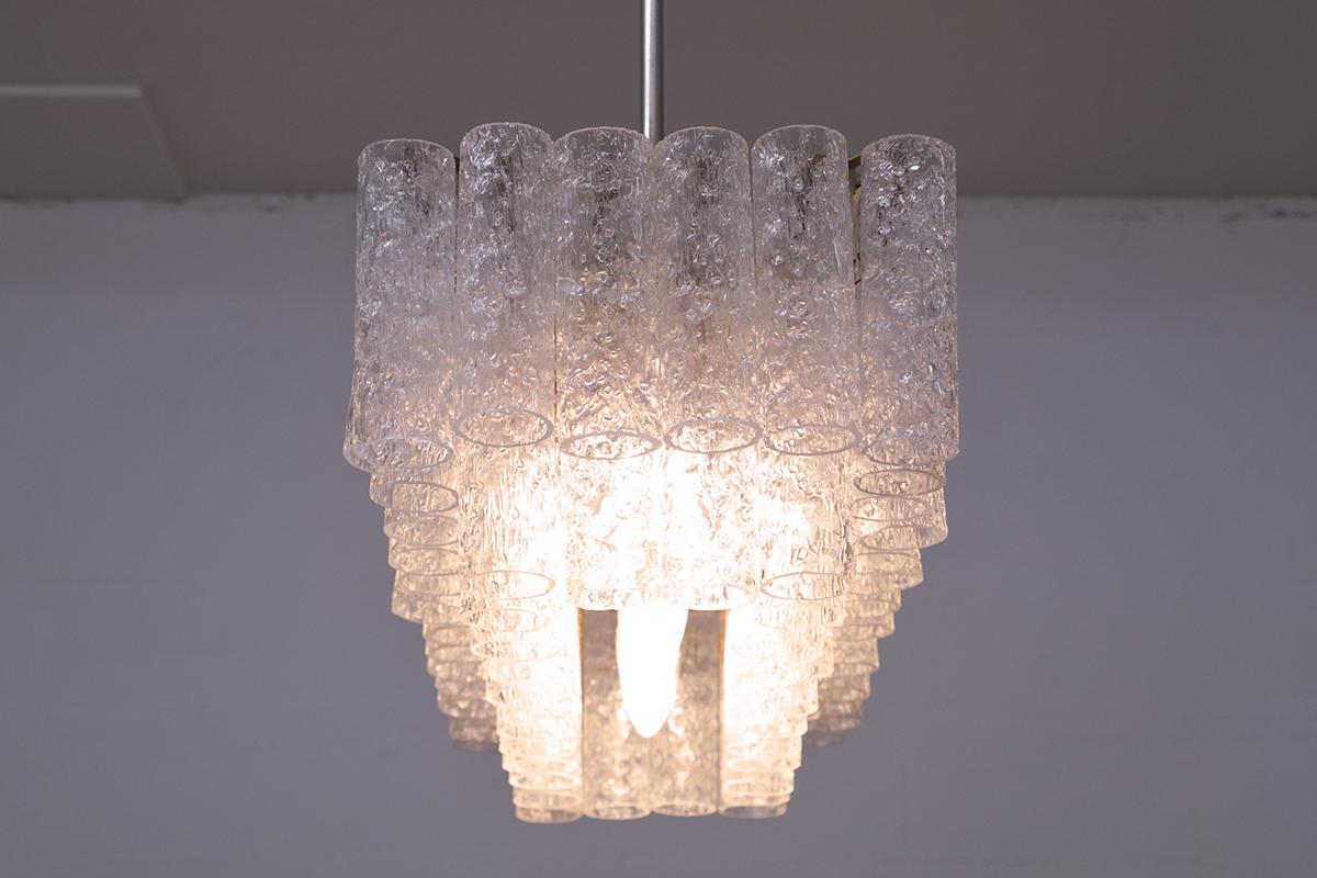 Murano Ice Glass Tubes Chandelier by Doria, Germany, 1960s 4