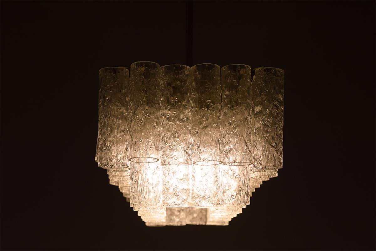 Murano Ice Glass Tubes Chandelier by Doria, Germany, 1960s 5