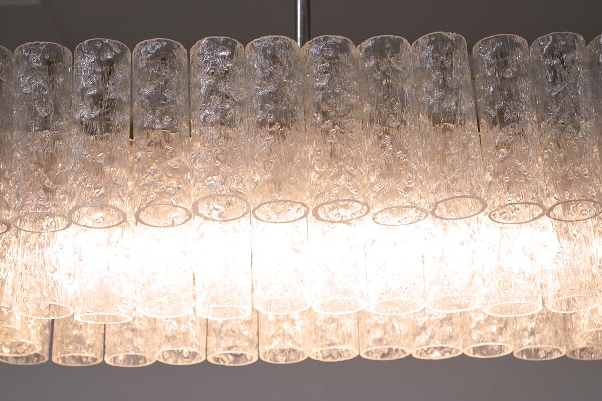 Mid-Century Modern Murano Ice Glass Tubes Chandelier by Doria, Germany, 1960s